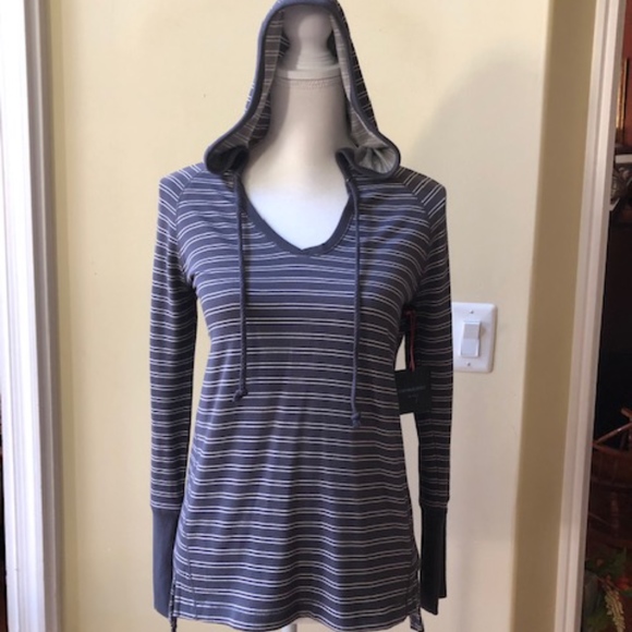 Cynthia Rowley Striped Hooded Sweatshirt - Picture 1 of 5